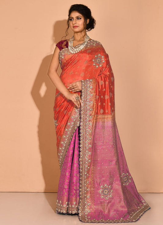 Contemporary Georgette Rani Embroidered Saree