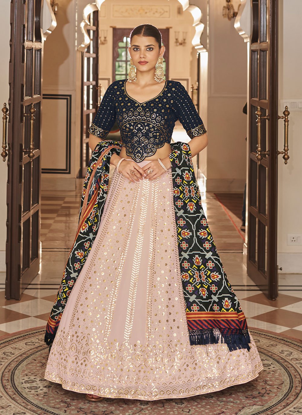 Lehenga Choli Georgette Pink Embroidered Lehenga Choli