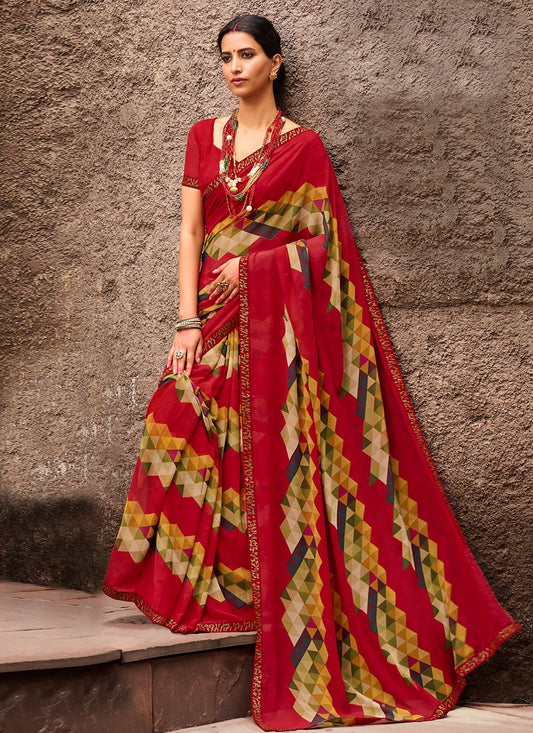 Designer Georgette Multi Colour Print Saree