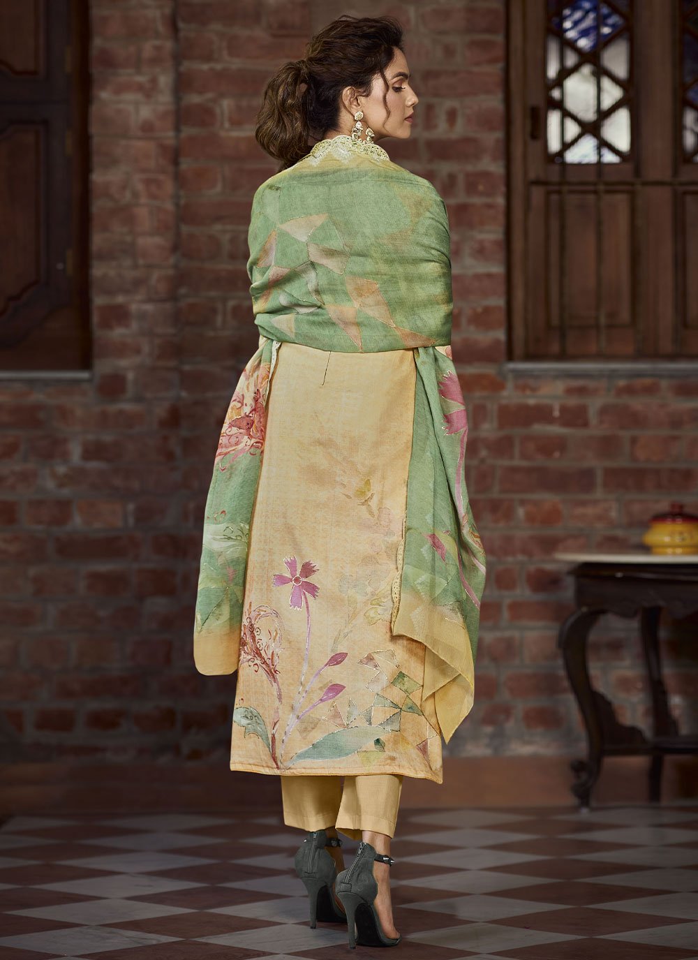 Trendy Suit Georgette Mustard Digital Print Salwar Kameez