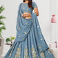 A Line Lehenga Georgette Blue Embroidered Lehenga Choli