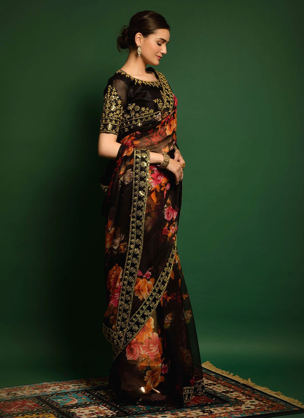 Trendy Saree Georgette Black Embroidered Saree