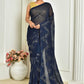 Designer Georgette Blue Embroidered Saree