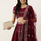Lehenga Choli Georgette Burgundy Embroidered Lehenga Choli