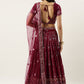 Lehenga Choli Georgette Burgundy Embroidered Lehenga Choli