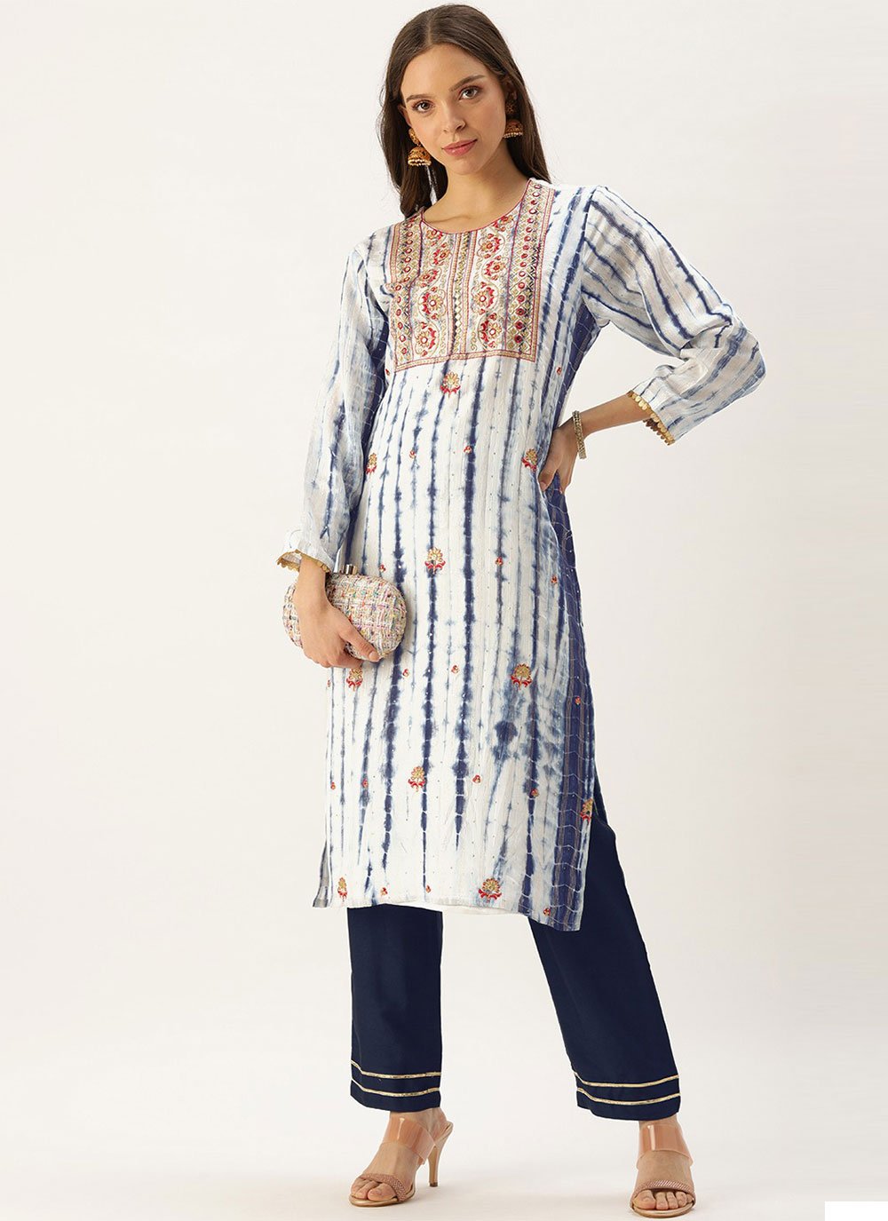 Casual Kurti Georgette Blue Embroidered Kurtis