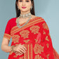 Classic Georgette Red Embroidered Saree