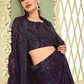 Classic Georgette Purple Embroidered Saree