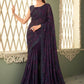 Classic Georgette Purple Embroidered Saree