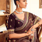 Classic Georgette Brown Embroidered Saree