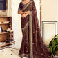 Classic Georgette Brown Embroidered Saree