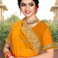 Classic Georgette Orange Embroidered Saree