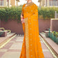 Classic Georgette Orange Embroidered Saree