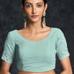 Classic Georgette Aqua Blue Embroidered Saree