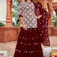 A Line Lehenga Cotton Georgette Wine Booti Lehenga Choli