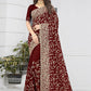 Designer Georgette Maroon Diamond Saree