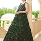 Gown Georgette Green Embroidered Gown