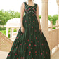 Gown Georgette Green Embroidered Gown