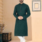 Kurta Pyjama Georgette Green Embroidered Mens