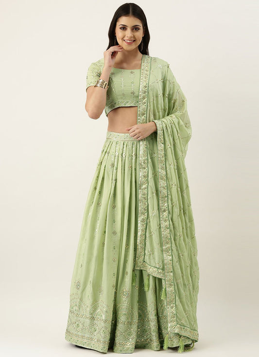 Lehenga Choli Georgette Green Embroidered Lehenga Choli