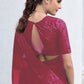 Classic Georgette Hot Pink Embroidered Saree