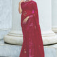 Classic Georgette Hot Pink Embroidered Saree