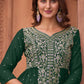 Floor Lenght Salwar Suit Georgette Green Embroidered Salwar Kameez