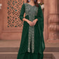 Floor Lenght Salwar Suit Georgette Green Embroidered Salwar Kameez