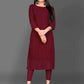 Designer Kurti Chiffon Georgette Maroon Embroidered Kurtis