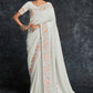 Contemporary Georgette Off White Embroidered Saree