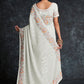 Contemporary Georgette Off White Embroidered Saree