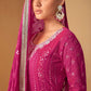 Palazzo Salwar Suit Georgette Hot Pink Embroidered Salwar Kameez