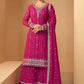 Palazzo Salwar Suit Georgette Hot Pink Embroidered Salwar Kameez