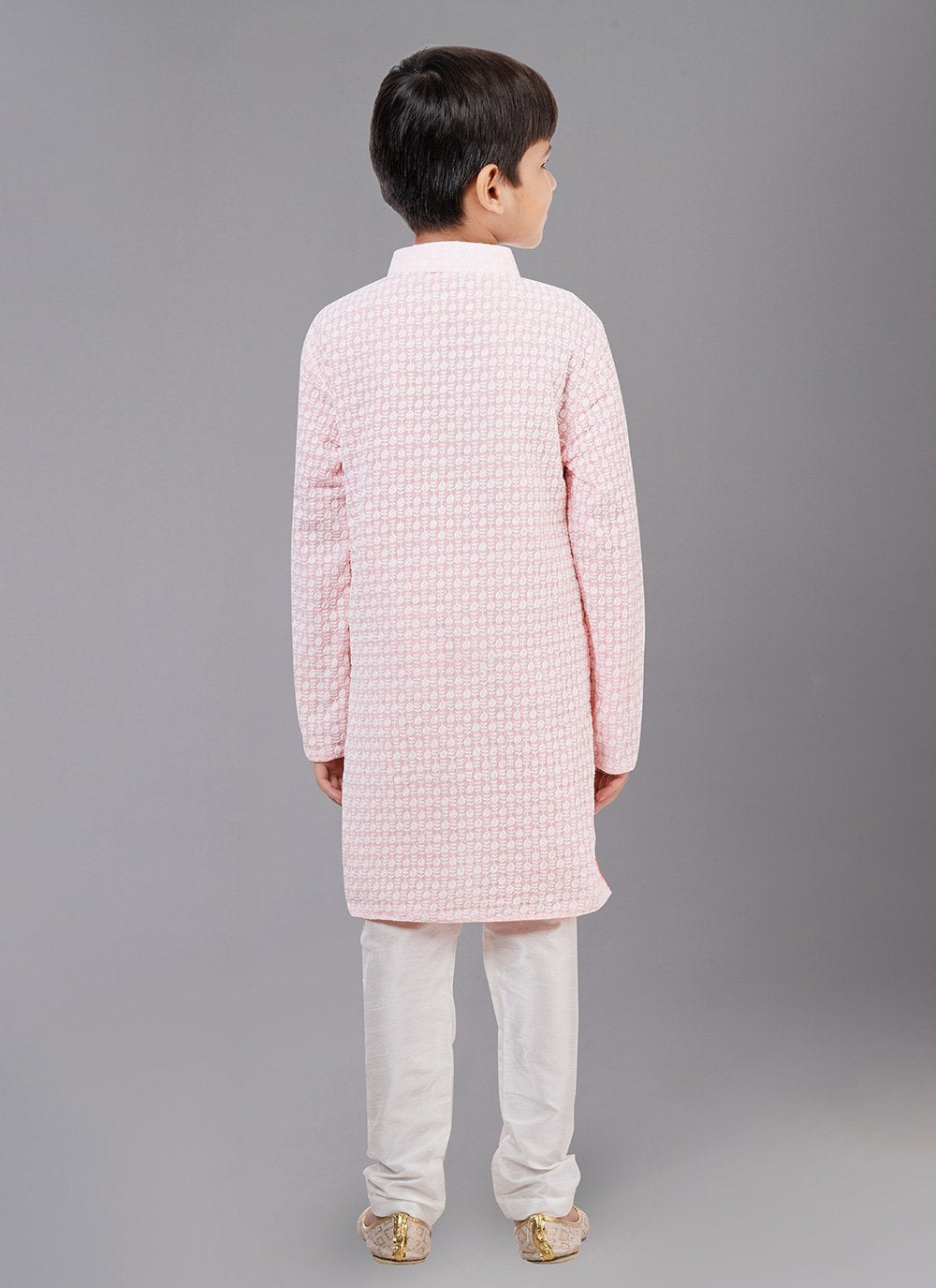 Kurta Pyjama Georgette Pink Embroidered Kids