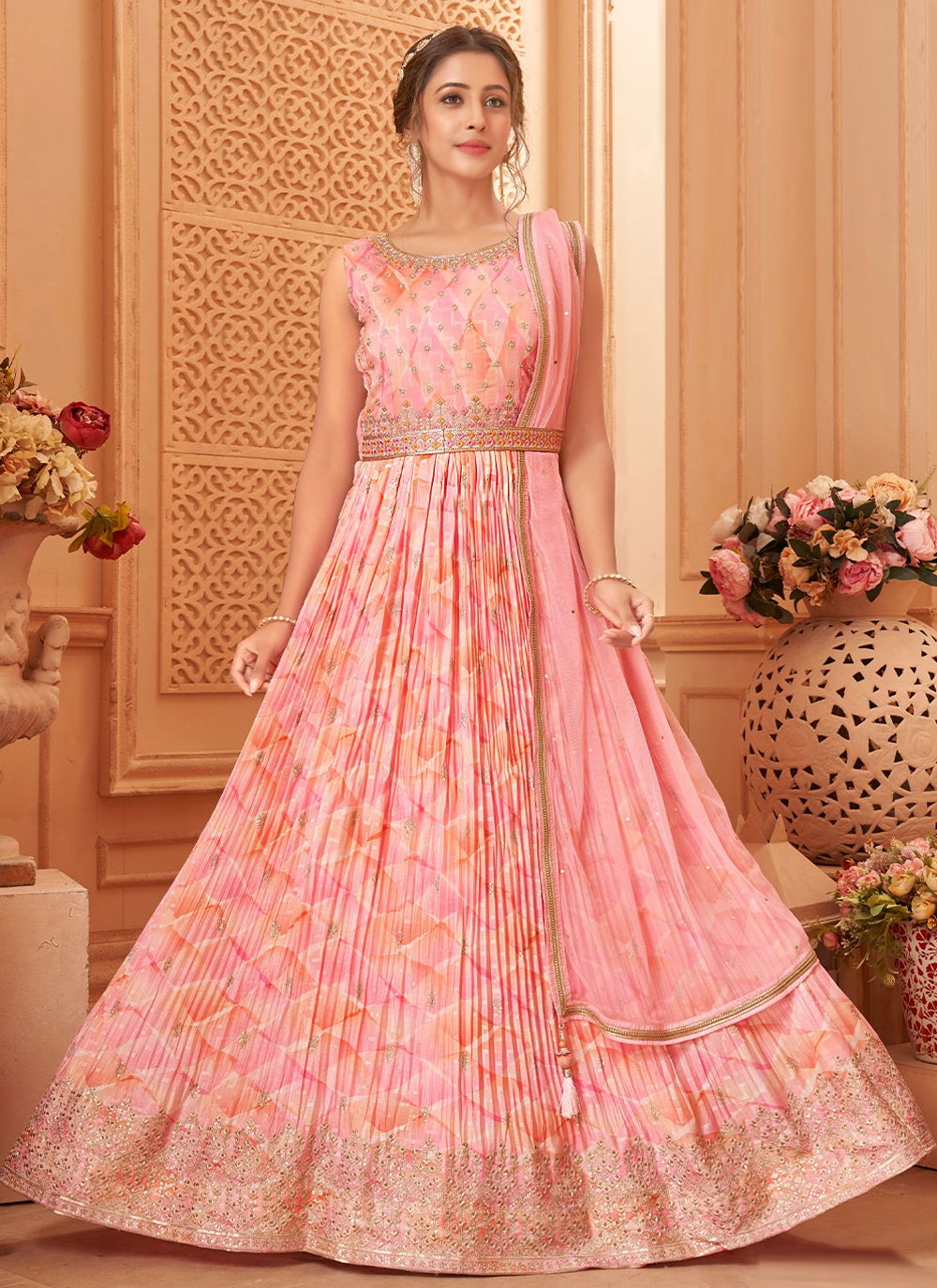 Salwar Suit Georgette Pink Digital Print Salwar Kameez