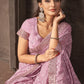 Classic Georgette Jacquard Pink Embroidered Saree