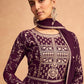 Gown Georgette Purple Embroidered Gown