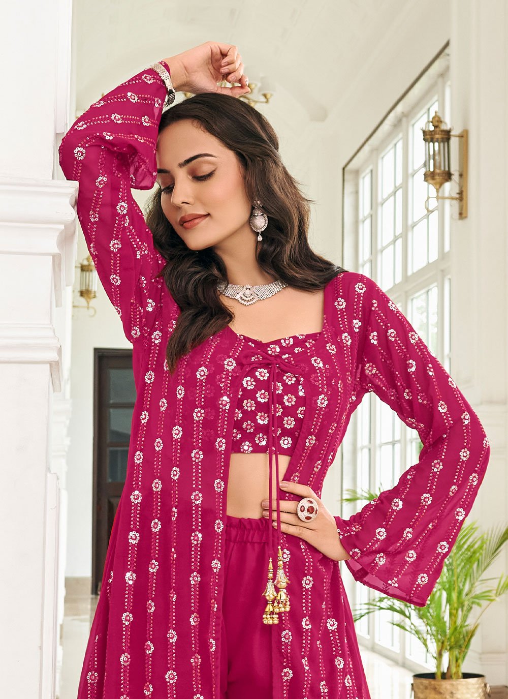 Salwar Suit Georgette Pink Embroidered Salwar Kameez