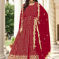 Anarkali Suit Georgette Red Embroidered Salwar Kameez