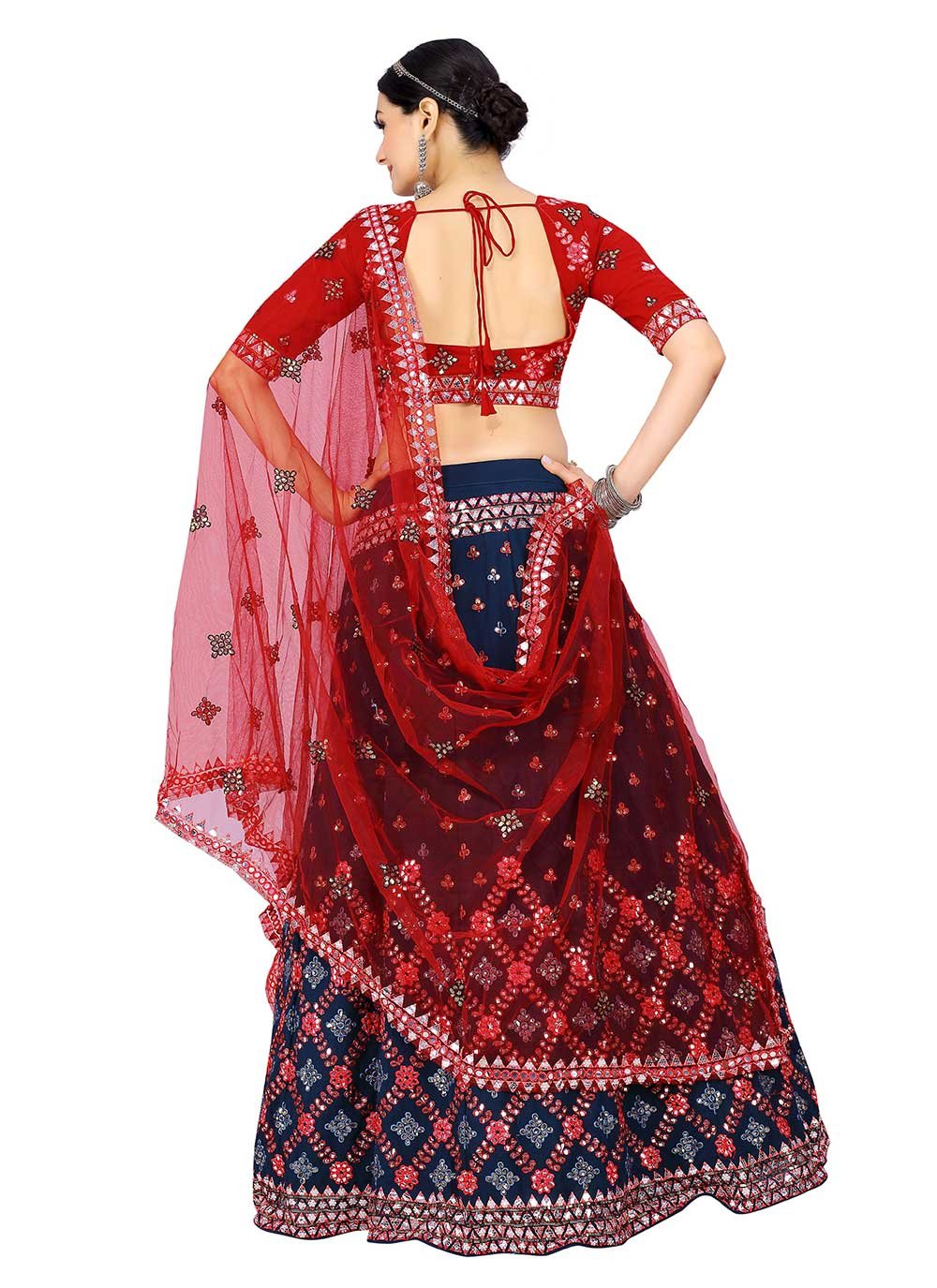 Lehenga Choli Georgette Blue Embroidered Lehenga Choli