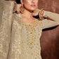 Salwar Suit Georgette Beige Embroidered Salwar Kameez