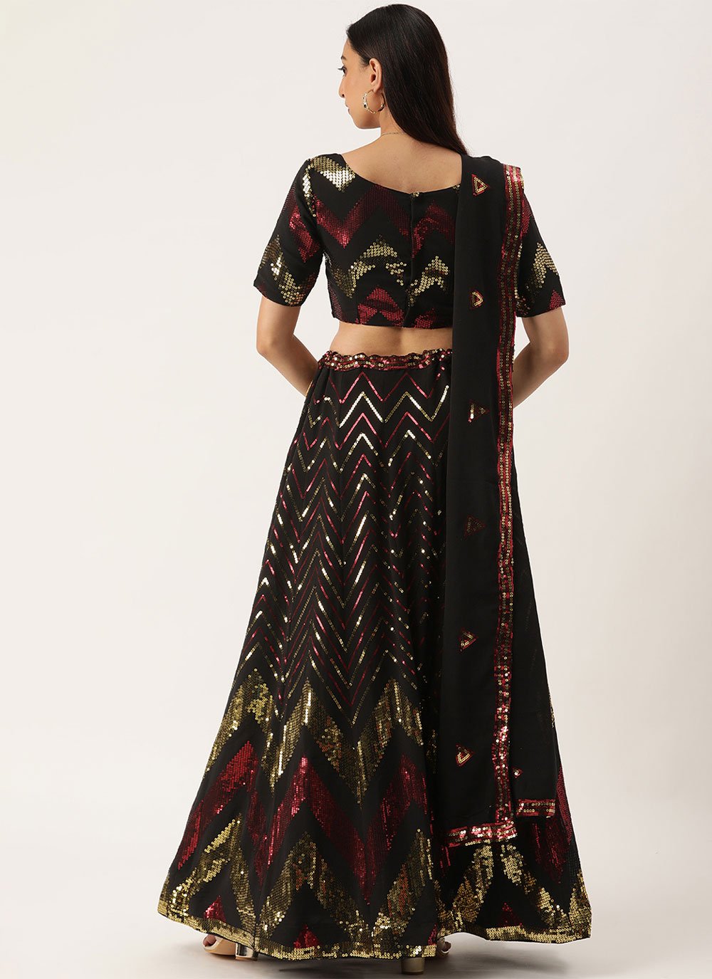 Lehenga Choli Georgette Black Embroidered Lehenga Choli