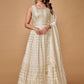 Gown Georgette Off White Sequins Gown