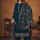 Straight Salwar Suit Georgette Teal Crystals Salwar Kameez