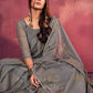 Designer Georgette Grey Fancy Work Saree