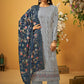 Palazzo Salwar Suit Georgette Grey Embroidered Salwar Kameez