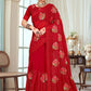Trendy Saree Georgette Red Embroidered Saree