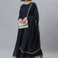 Salwar Suit Georgette Blue Foil Print Salwar Kameez