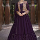 Gown Georgette Purple Embroidered Gown