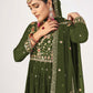 Palazzo Salwar Suit Georgette Green Embroidered Salwar Kameez